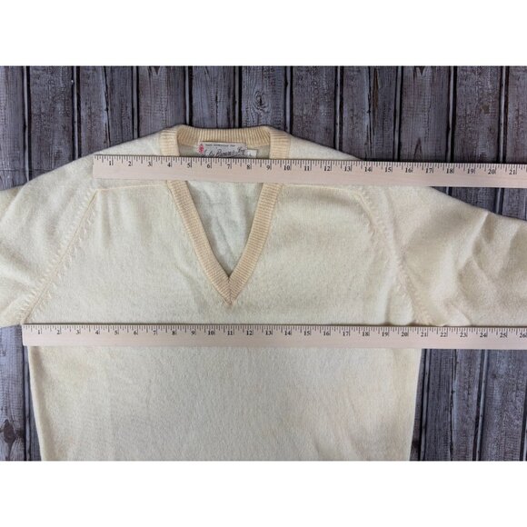 Archie Brown & Son by Braemar 100% scottish lambswool sweater sz L Ivory New VTG - Picture 3 of 6